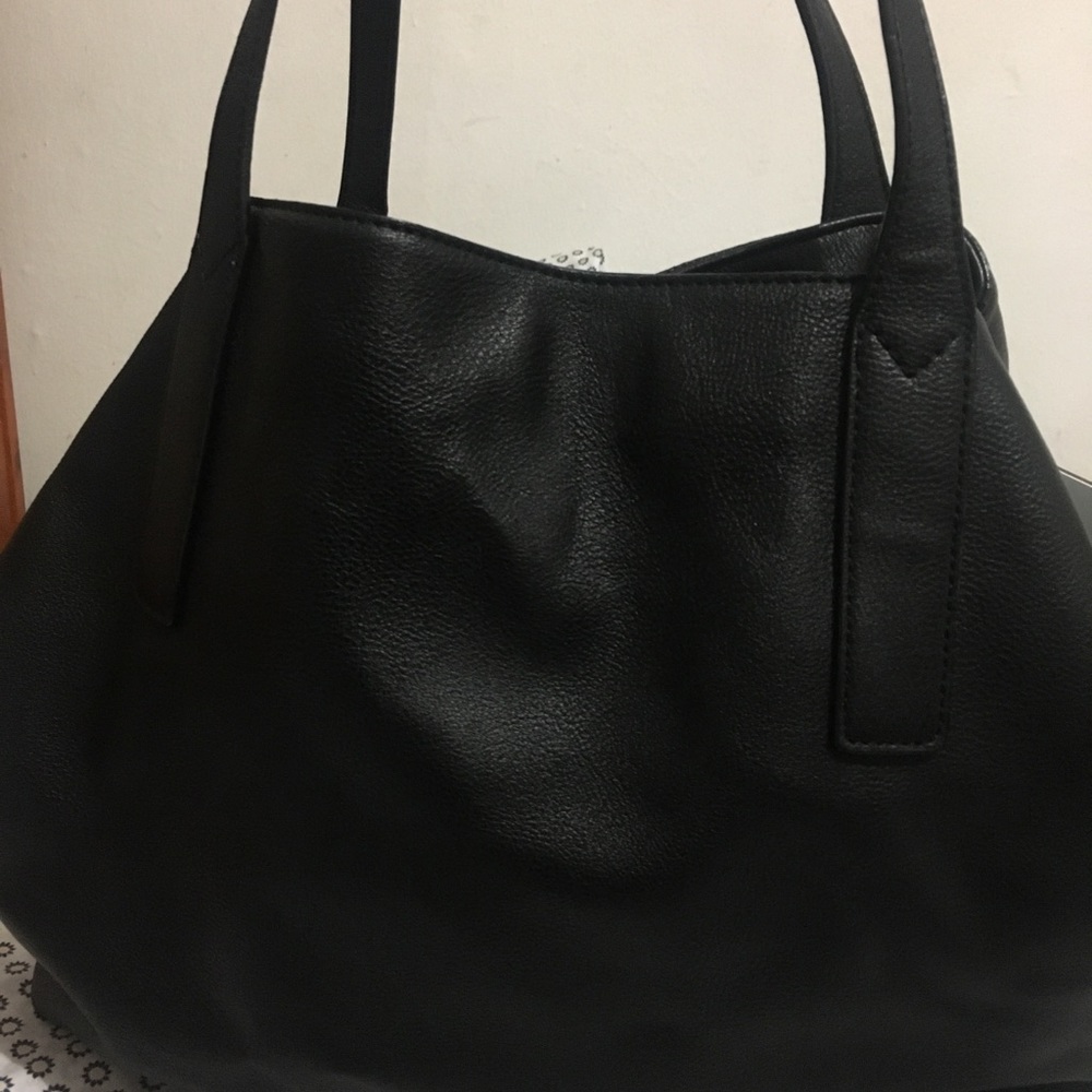 Black faux leather bag